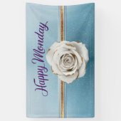Luxe Gold Blue Glitter Happy Monday Banner (Verticaal)