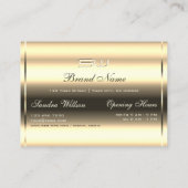 Luxe Gold Blue Pearl Glitter en 3D Initialen Visitekaartje (Achterkant)