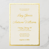 Luxe Gold Bold Edge Ecru bruiloft uitnodiging (Voorkant)