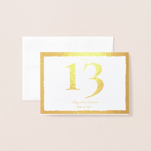 Luxe Gold Bold Edge Gevouwen Tafelnummer (Voorkant met envelop)
