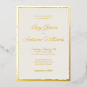 Luxe Gold Bold Edge Off White bruiloft uitnodiging (Voorkant)