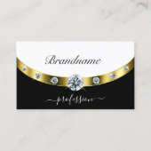 Luxe Gold Border Black en White Initialen Visitekaartje (Voorkant)