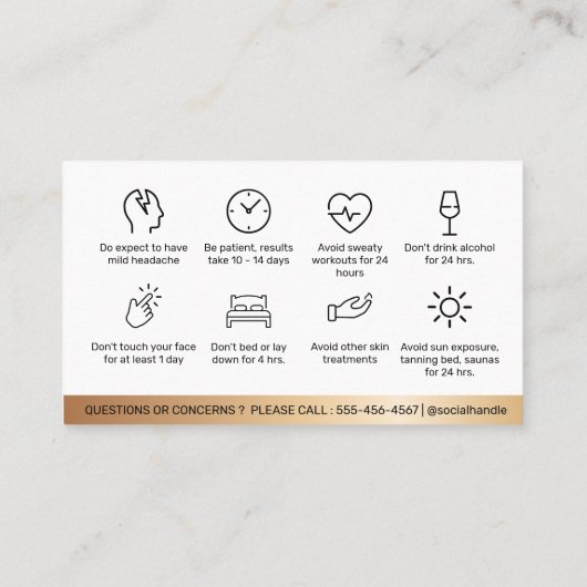 Luxe Gold Botox-vulconstructie nazorg  Visitekaartje (Achterkant)