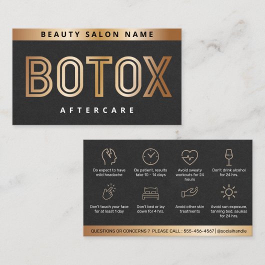 Luxe Gold Botox-vulconstructie nazorg Visitekaartje (Voorkant / Achterkant)