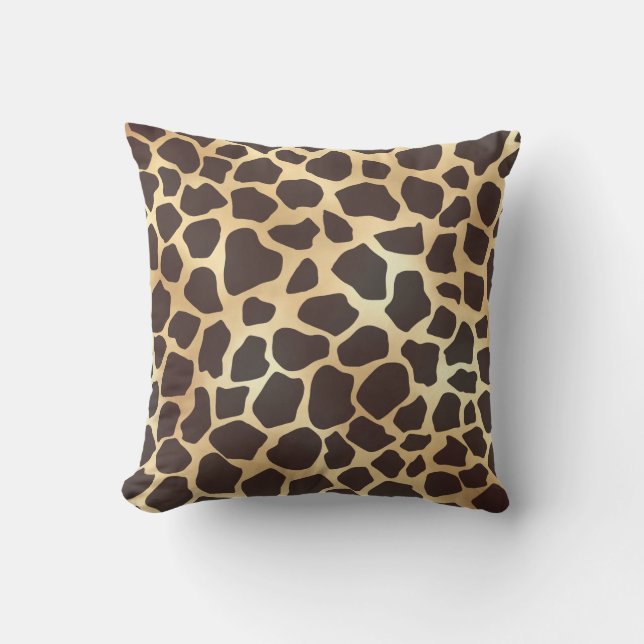 Luxe Gold Brown Giraffe Animal Print Patroon Buitenkussen (Voorkant)