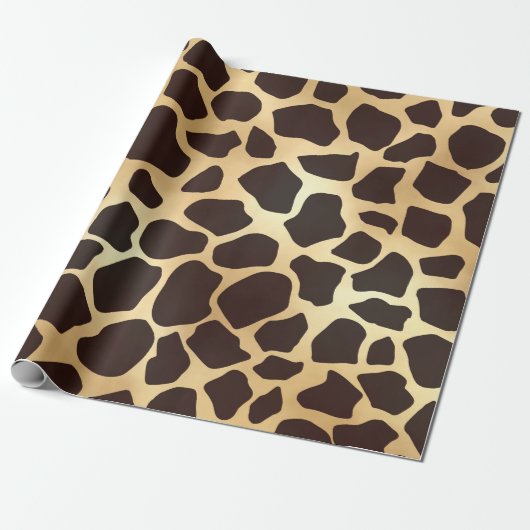 Luxe Gold Brown Giraffe Animal Print Patroon Cadeaupapier (Uitgerold)