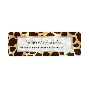 Luxe Gold Brown Giraffe Animal Print Patroon Etiket
