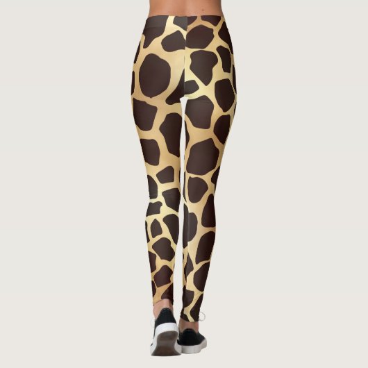 Luxe Gold Brown Giraffe Animal Print Patroon Leggings (Achterkant)