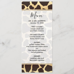 Luxe Gold Brown Giraffe Animal Print Patroon Menu