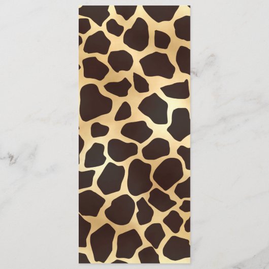 Luxe Gold Brown Giraffe Animal Print Patroon Menu (Achterkant)