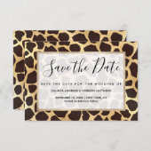 Luxe Gold Brown Giraffe Animal Print Patroon Save The Date (Voorkant / Achterkant)