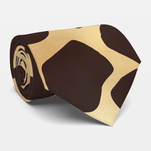 Luxe Gold Brown Giraffe Animal Print Patroon Stropdas (Opgerold)