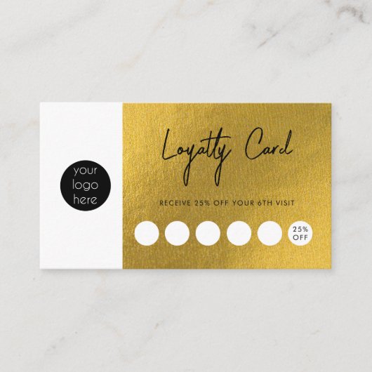 Luxe Gold Business Logo QR Code Loyalty Visitekaartje (Voorkant)