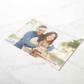 Luxe Gold Calligrafie 2 foto's sparen de datum Folie Uitnodiging (Gedraaid)