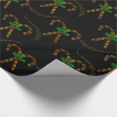 Luxe Gold Candy Canes Black Kerstmis Cadeaupapier (Hoek)