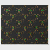 Luxe Gold Candy Canes Black Kerstmis Cadeaupapier (Vlak)