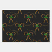 Luxe Gold Candy Canes en Holly Kerstmis Inpakpapier Vel (Voorkant 3)