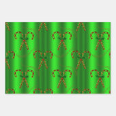 Luxe Gold Candy Canes en Holly Kerstmis Inpakpapier Vel (Voorkant 2)