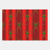 Luxe Gold Candy Canes en Holly Kerstmis Inpakpapier Vel (Voorkant)