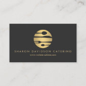 Luxe Gold Catering Logo Restaurant, Chef Donkergri Visitekaartje (Voorkant)