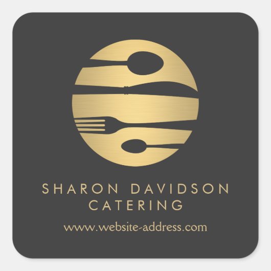Luxe Gold Catering Logo Restaurant, Chef, Eten Vierkante Sticker (Voorkant)