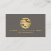 Luxe Gold Catering Logo Restaurant, Chef Taupe Visitekaartje (Voorkant)