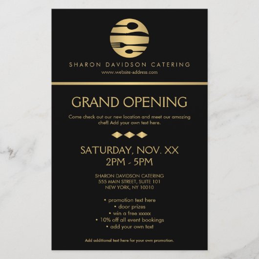 Luxe Gold Catering Logo Restaurant, Chef Zwart Flyer (Voorkant)