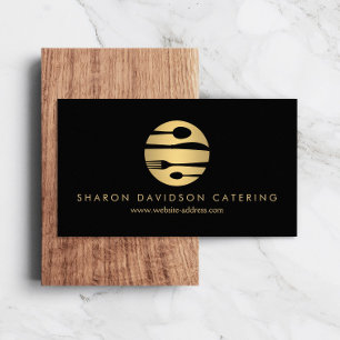 Luxe Gold Catering Logo Restaurant, Chef Zwart Visitekaartje