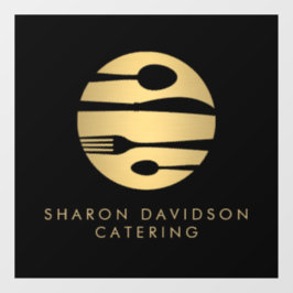 Luxe Gold Catering Logo Restaurant, Eten Zwart Raamsticker