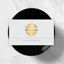 Luxe Gold Catering Logo Restaurant Lichtgrijs Visitekaartje