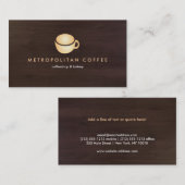 LUXE GOLD COFEE MOK LOGO op DONKERBRUINE HOUTKORRE Visitekaartje (Voorkant / Achterkant)