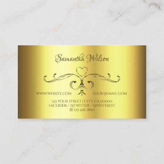 Luxe Gold  cornergrenzen toevoegen Logo elegant Visitekaartje (Achterkant)