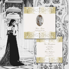 Luxe Gold Cream  Ornamenten met foto's Vierkante Visitekaartje