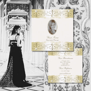 Luxe Gold Cream Ornamenten met foto's Vierkante Visitekaartje