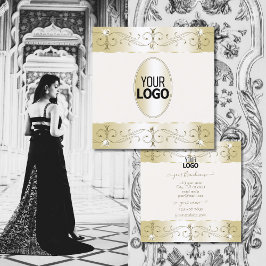 Luxe Gold Cream  Ornamenten met Logo Vierkante Visitekaartje