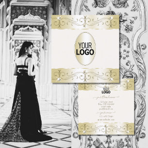 Luxe Gold Cream  Ornamenten met Logo Vierkante Visitekaartje