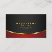 Luxe Gold Curve Minimalist Zwart Rood Visitekaartje (Voorkant)