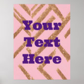 Luxe Gold Custom Text Zigzag Pink AI Art Poster (Voorkant)