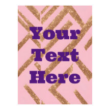 Luxe Gold Custom Text Zigzag Pink AI Art Poster