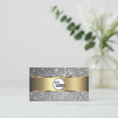 Luxe Gold Decor Sparkle Silver Glitter Toevoegen L Visitekaartje (Staand voorkant)