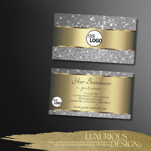 Luxe Gold Decor Sparkle Silver Glitter Toevoegen L Visitekaartje