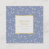 Luxe Gold Dusty Blue Flower Pattern Visitekaartje (Voorkant)