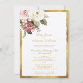 Luxe Gold Edge Mauve Pink White Waterverf Florals Kaart (Voorkant)