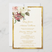 Luxe Gold Edge Mauve Pink White Waterverf Florals