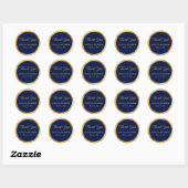 Luxe Gold Edge Navy Blue Hartelijk dank Ronde Sticker (Vel)