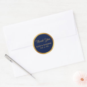 Luxe Gold Edge Navy Blue Hartelijk dank Ronde Sticker