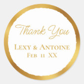 Luxe Gold Edge White Hartelijk dank Ronde Sticker (Voorkant)