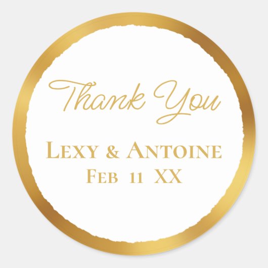 Luxe Gold Edge White Hartelijk dank Ronde Sticker (Voorkant)