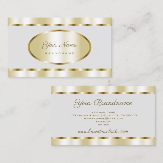 Luxe Gold-effect en lichte grijze Professional Visitekaartje (Voorkant / Achterkant)