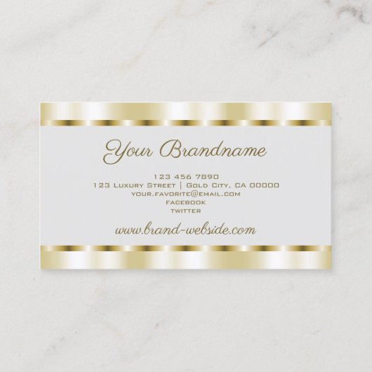 Luxe Gold-effect en lichte grijze Professional Visitekaartje (Achterkant)